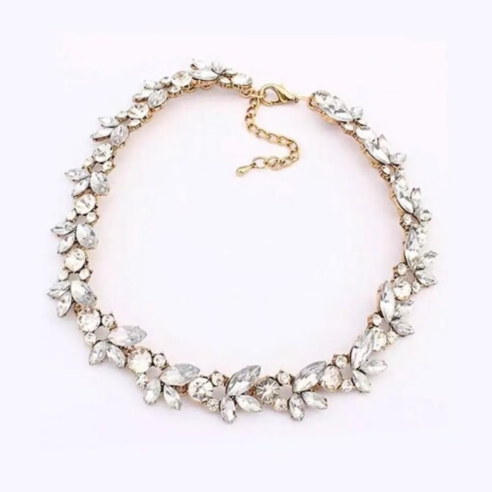Clear Crystal Flower Statement Necklace